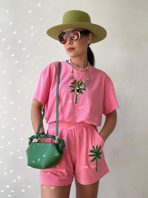 Palmtree Green Velvet Terry Set | NOTE: Delivery time 5-7 business days